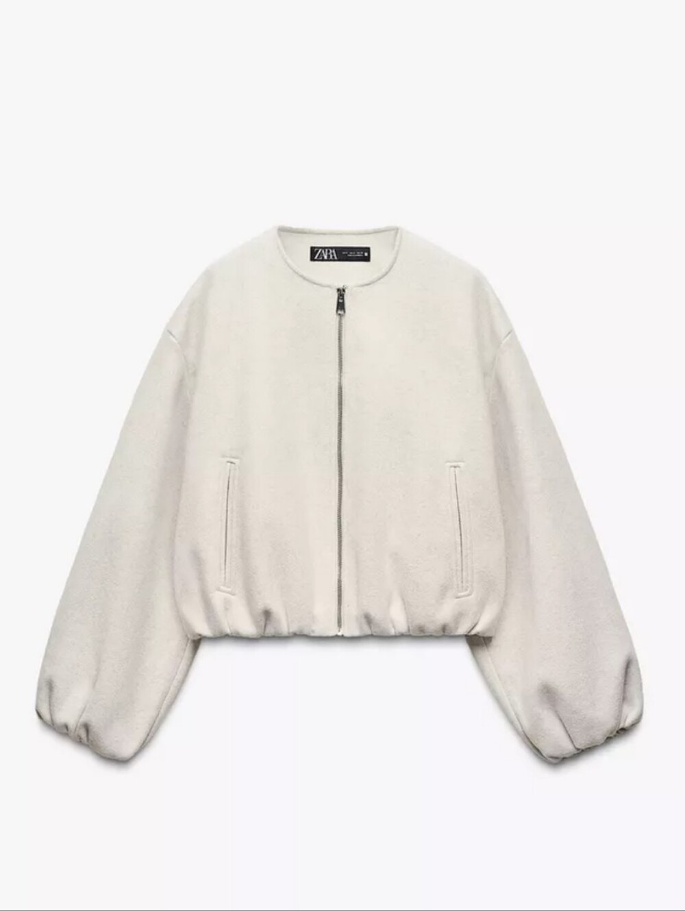 NWT Zara Soft Bomber Jacket, Ecru